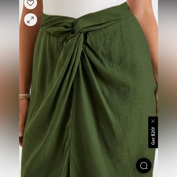 Lulus Sunny Day Memories Olive Green Twist-Front Midi Skirt - Picture 4 of 4
